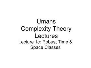 Umans Complexity Theory Lectures