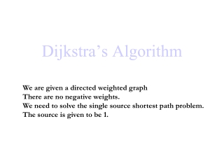 Dijkstra’s Algorithm