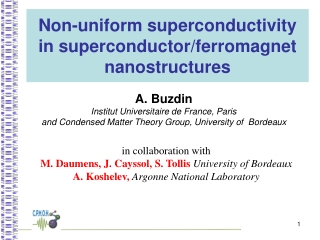 Non-uniform superconductivity in superconductor/ferromagnet nanostructures