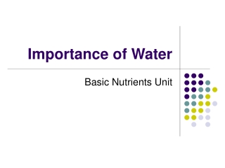 Importance of Water