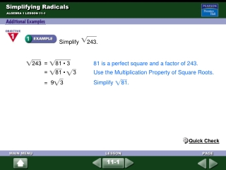 Simplifying Radicals