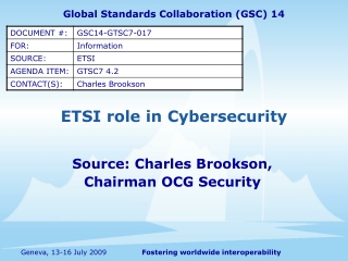 ETSI role in  Cybersecurity