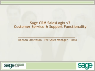 Sage CRM SalesLogix v7  Customer Service &amp; Support Functionality