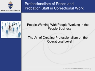 Professionalism of Prison and Probation Staff in Correctional Work