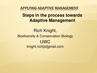 Applying Adaptive Management
