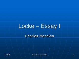 Locke – Essay I