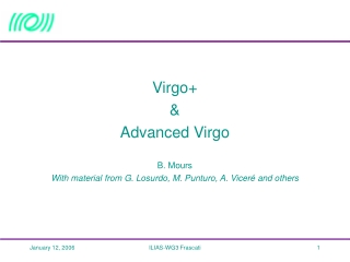 Virgo+  &amp;  Advanced Virgo B. Mours With material from G. Losurdo, M. Punturo, A. Viceré and others