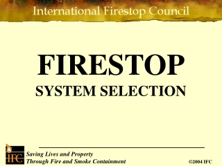 FIRESTOP SYSTEM SELECTION