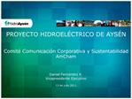 PROYECTO HIDROEL CTRICO DE AYS N Comit Comunicaci n Corporativa y Sustentabilidad AmCham Daniel Fern ndez K. Vicep