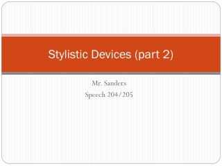 Stylistic Devices (part 2)