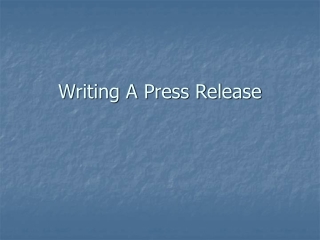 Writing A Press Release