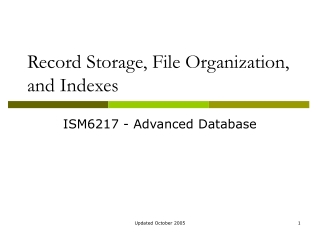 Record Storage, File Organization, and Indexes