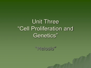 Unit Three “Cell Proliferation and Genetics”