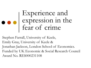 Experience and expression in the fear of crime