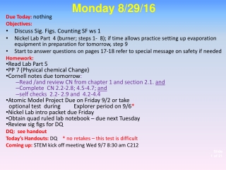 D ue Today:  nothing Objectives:   Discuss Sig. Figs. Counting SF  ws  1