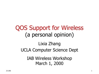 QOS Support for Wireless (a personal opinion)