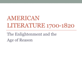 American Literature 1700-1820