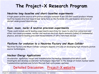 The Project-X Research Program