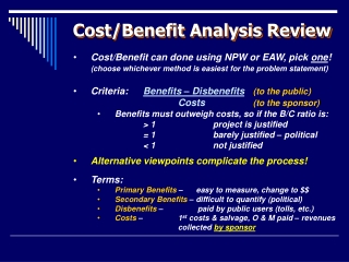 Cost/Benefit Analysis Review