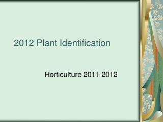 2012 Plant Identification