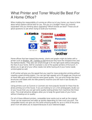 What Printer and Toner Would Be Best For A Home Office