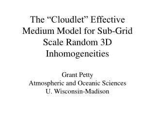 The “Cloudlet” Effective Medium Model for Sub-Grid Scale Random 3D Inhomogeneities