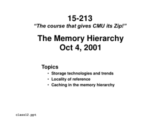 The Memory Hierarchy Oct 4, 2001