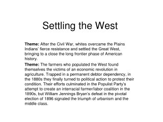 Settling the West