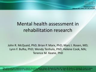 Mental health assessment in rehabilitation research