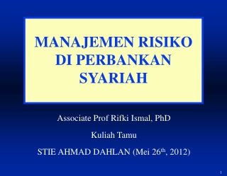 MANAJEMEN RISIKO DI PERBANKAN SYARIAH