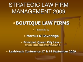 STRATEGIC LAW FIRM MANAGEMENT 2009