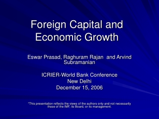 Foreign Capital and Economic Growth