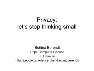 Privacy: let‘s stop thinking small