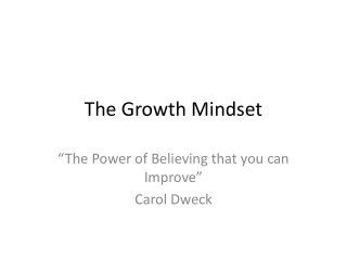 The Growth Mindset