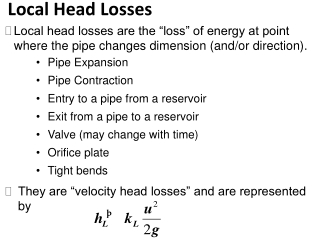 Local Head Losses