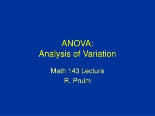 ANOVA: Analysis of Variation