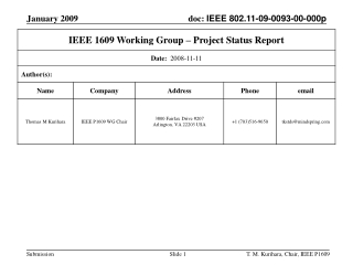 IEEE P1609 Working Groups Status