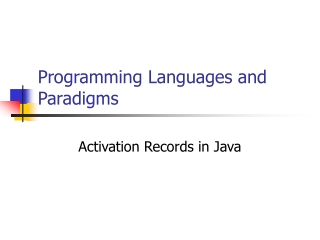 Programming Languages and Paradigms