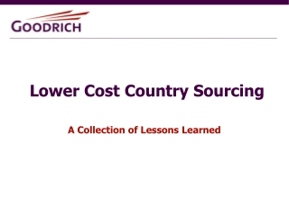 Lower Cost Country Sourcing