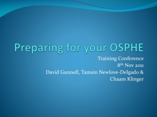 Preparing for your OSPHE