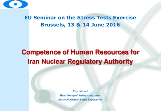 EU Seminar on the Stress Tests Exercise Brussels, 13 &amp; 14 June 2016