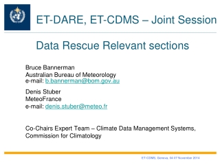 ET-DARE, ET-CDMS – Joint Session