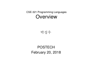 CSE-321 Programming Languages Overview