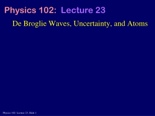 De Broglie Waves, Uncertainty, and Atoms