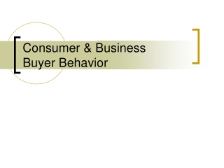 Consumer &amp; Business  Buyer Behavior