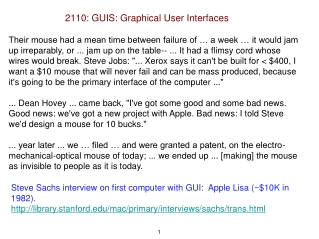 2110: GUIS: Graphical User Interfaces