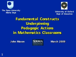 Fundamental Constructs Underpinning Pedagogic Actions in Mathematics Classrooms