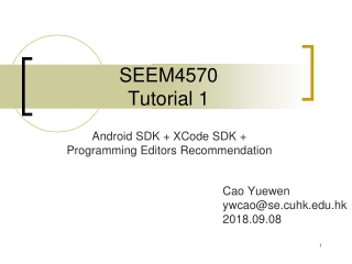 SEEM4570 Tutorial 1