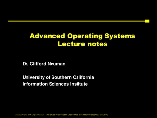 Advanced Operating Systems  Lecture notes