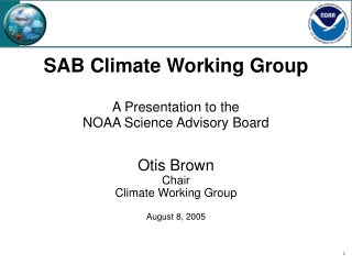 SAB Climate Working Group  A Presentation to the  NOAA Science Advisory Board